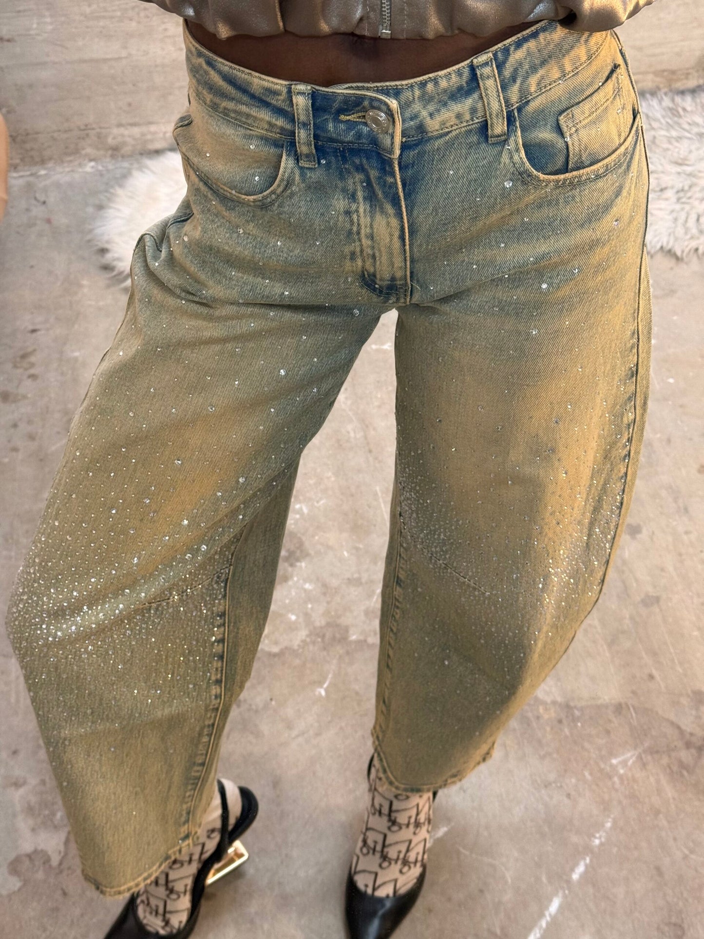 JEANS BAGGY BRILLANTINATO